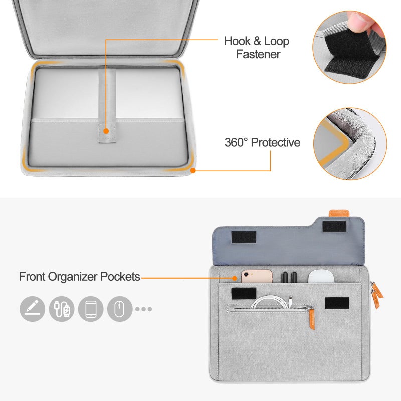 MOSISO 360 Protective Laptop Sleeve Compatible with MacBook Air/Pro 13-13.3 inch Notebook  Compatible with MacBook Pro 14 inch M4 M3 M2 M1  Flapover Bag with Fully Open Zipper&Handle&Pockets  Gray - Image 2